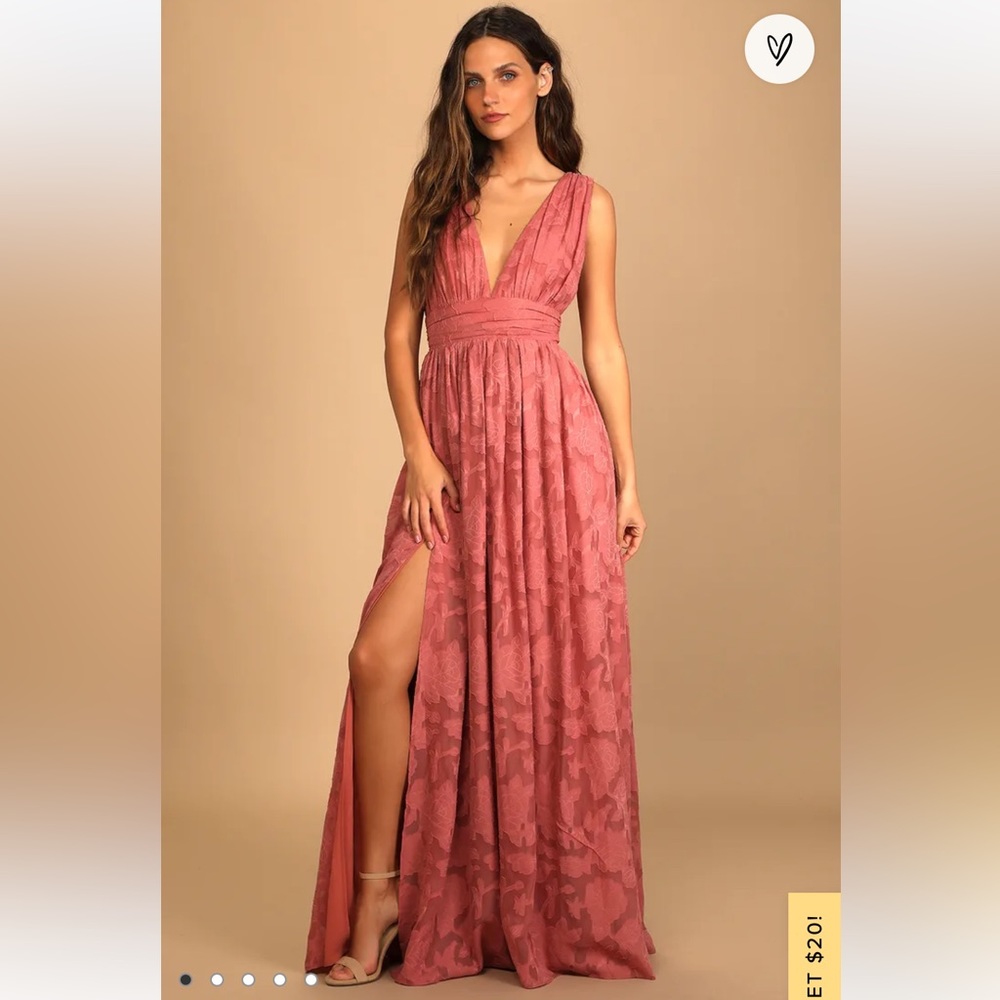 NWT Lulus Sweet Sophistication Vintage Rose Burnout Floral Maxi Dress - Medium